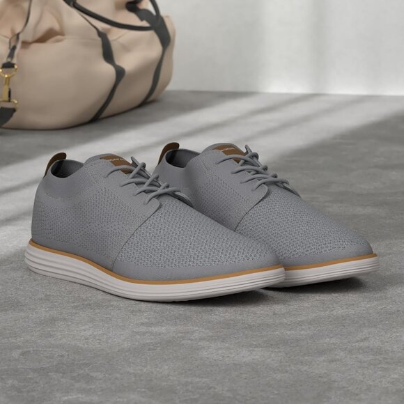 ⚡Men Grey Knit Flex Breeze Mesh Oxfords Lace-Up Lightweight Walking Sneaker - Picture 2 of 10
